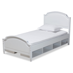 Baxton Studio Elise Classic and Traditional Transitional White Finished Wood Twin Size Storage Platform Bed